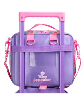Kit Mochila de Rodinha + Lancheira Térmica Infantil Feminina Ariel e Linguado – Rosa