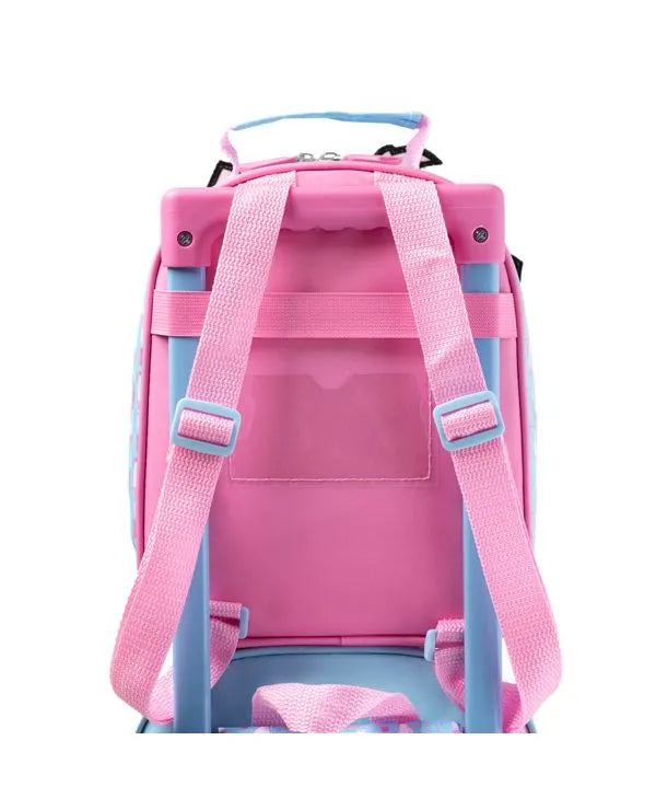 Kit Mochila de Rodinha + Lancheira Térmica Infantil Marie Baby Rosa Claro