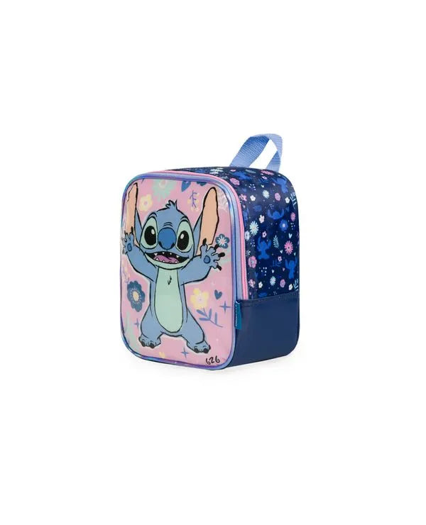Kit Mochila de Rodinha + Lancheira Térmica + Estojo Infantil Feminino Stitch