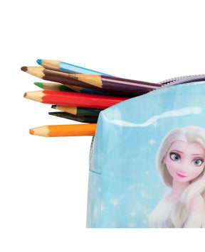 Kit Mochila de Rodinha + Estojo Escolar Infantil Frozen Elsa e Anna Lilás