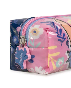 Kit Mochila de Rodinha + Lancheira Térmica + Estojo Infantil Feminino Stitch