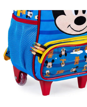 Kit Mochila Escolar Infantil com Rodinhas Masculina Mickey Baby com Lancheira – Azul