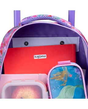 Kit Mochila de Rodinha + Lancheira Térmica Infantil Feminina Ariel e Linguado – Rosa