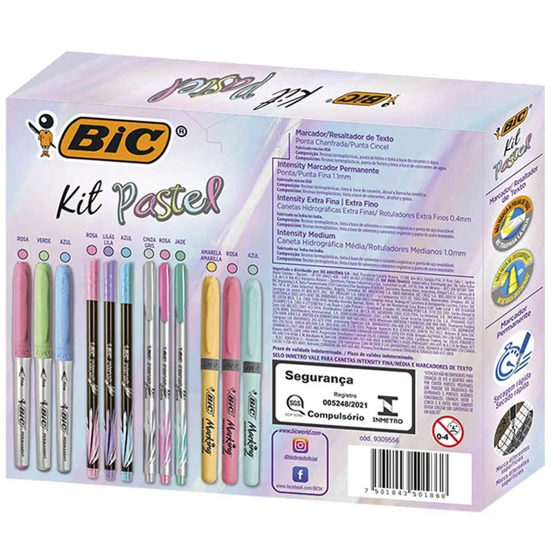 Kit Lettering BIC Tons Pastéis com 12 Itens