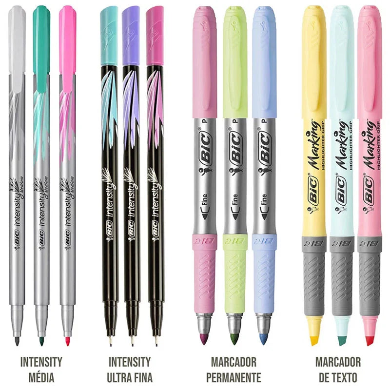 Kit Lettering BIC Tons Pastéis com 12 Itens