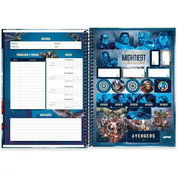 Caderno Universitário Avengers Spiral 80 Folhas - Capa Dura