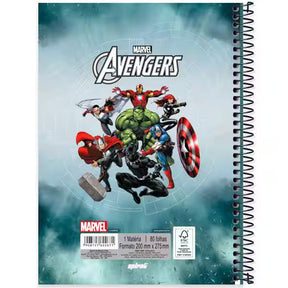 Caderno Universitário Avengers Spiral 80 Folhas - Capa Dura