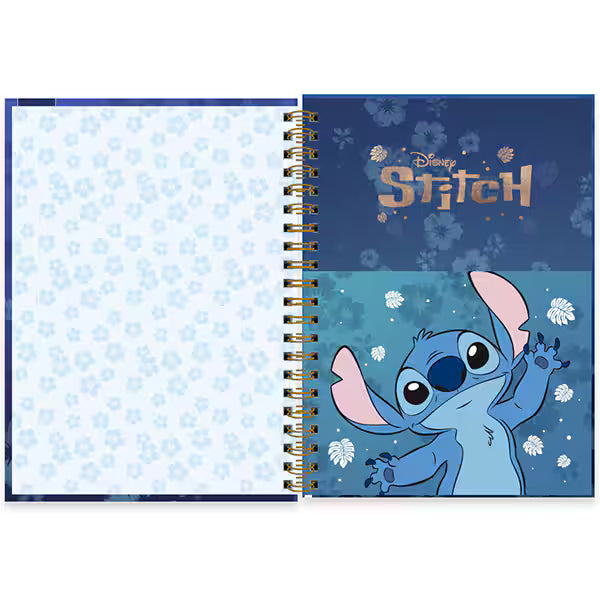 Caderno Universitário Stitch Premium 80 Folhas - Capa Dura Glitter e Hotstamping