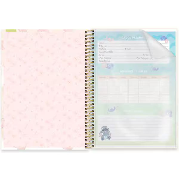 Caderno Universitário Stitch Spiral 80 Folhas - Capa Dura Hotstamping