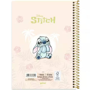 Caderno Universitário Stitch Spiral 80 Folhas - Capa Dura Hotstamping