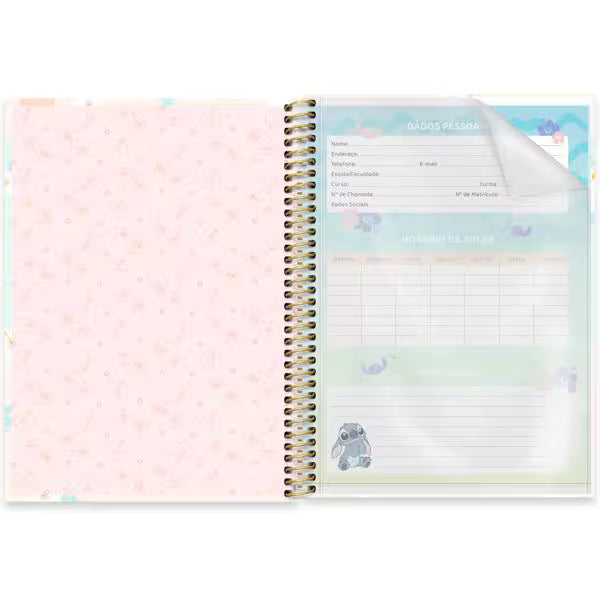 Caderno Universitário Stitch Spiral 80 Folhas - Capa Dura Hotstamping