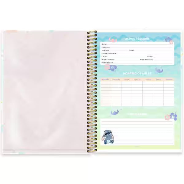 Caderno Universitário Stitch Spiral 80 Folhas - Capa Dura Hotstamping
