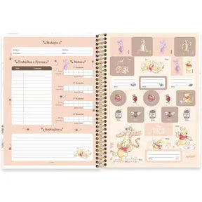 Caderno Universitário Pooh Spiral 80 Folhas - Capa Dura Hotstamping