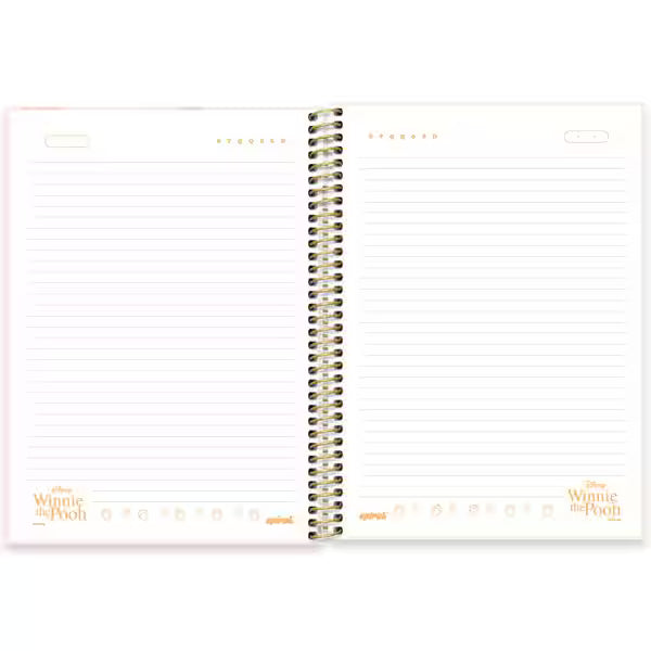 Caderno Universitário Pooh Spiral 80 Folhas - Capa Dura Hotstamping