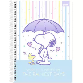 Caderno Universitário Snoopy Spiral 80 Folhas - Capa Dura Hotstamping