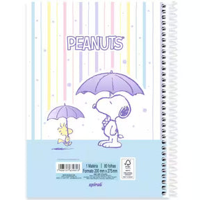 Caderno Universitário Snoopy Spiral 80 Folhas - Capa Dura Hotstamping