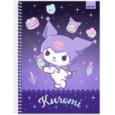 Caderno Universitário Kuromi Spiral 80 Folhas - Capa Dura Hotstamping
