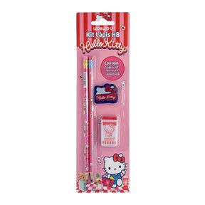 Kit Escolar Hello Kitty Leonora – 2 Lápis HB + Apontador + Borracha