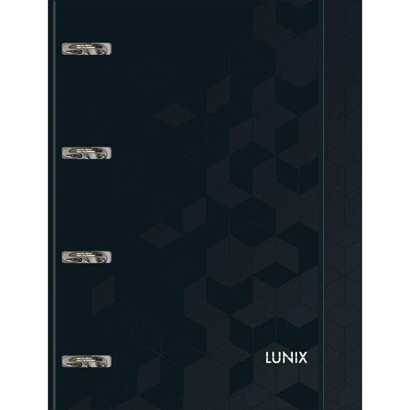 Caderno Argolado Cartonado Universitário Com Elástico Lunix Preto 80 Folhas