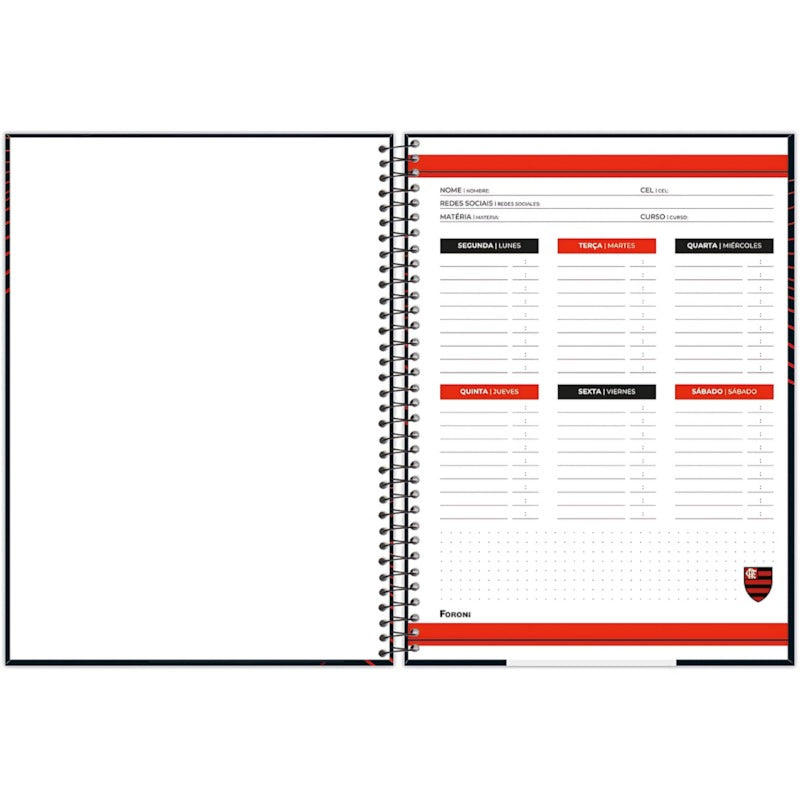 Caderno Univ Capa Dura 1Mt 80Fls Flamengo Foroni