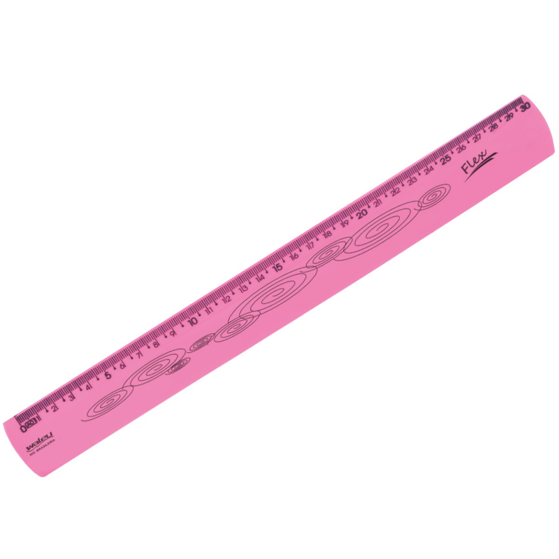 Régua 30Cm Flexivel Neon Rosa Waleu
