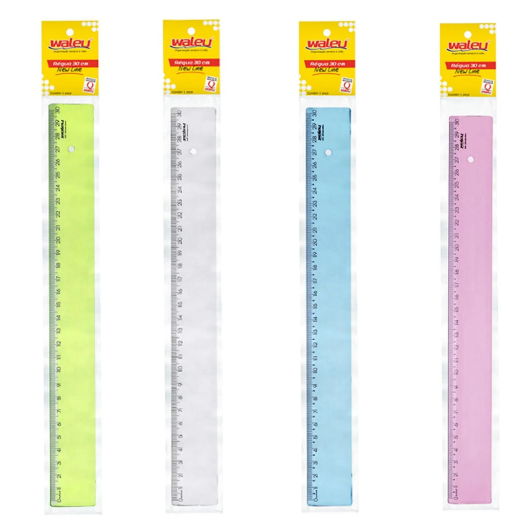 Régua 30Cm New Line Azul Waleu
