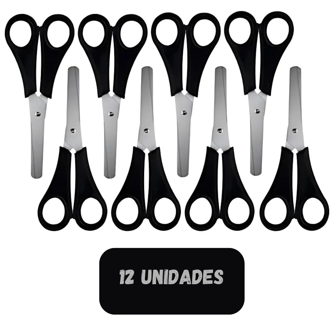 Tesoura Escolar Black Inox Leo E Leo 4195 - Cx 12 Unidades