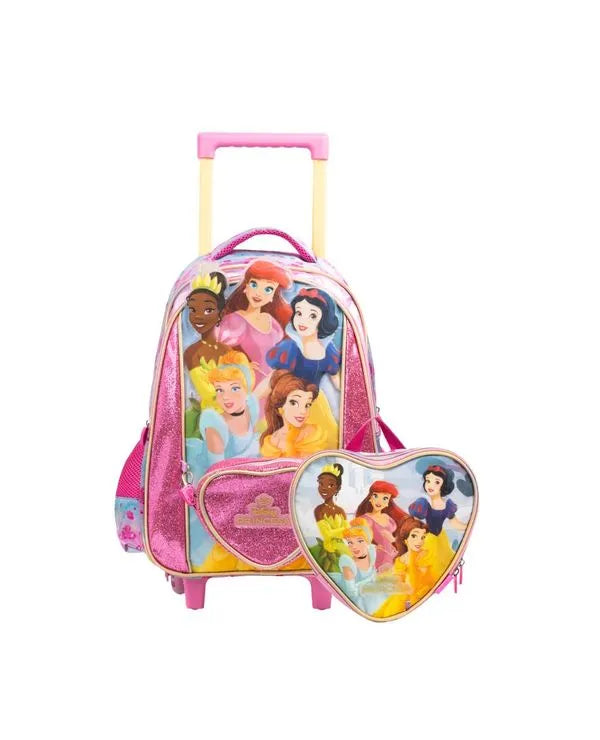 Kit Mochila e Lancheira Térmica Infantil Feminina Princesas – Rosa