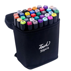 Estojo com 36 Canetinhas Hidrográficas Ponta Dupla - Escolar e Artístico