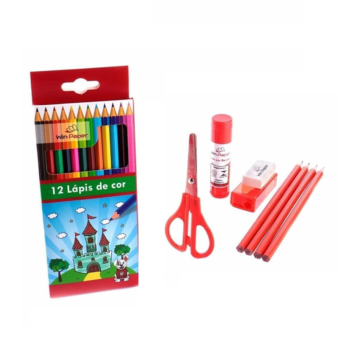 Kit Escolar Infantil Completo com 9 Peças – Uso Escolar