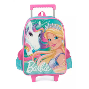 Mochila com Rodinhas Barbie Rosa e Verde Luxcel