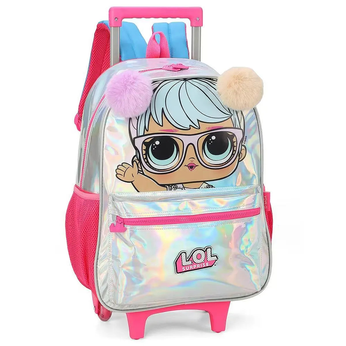 Mochila Escolar com Rodinhas e Costas LOL Friends Holográfica Luxcel