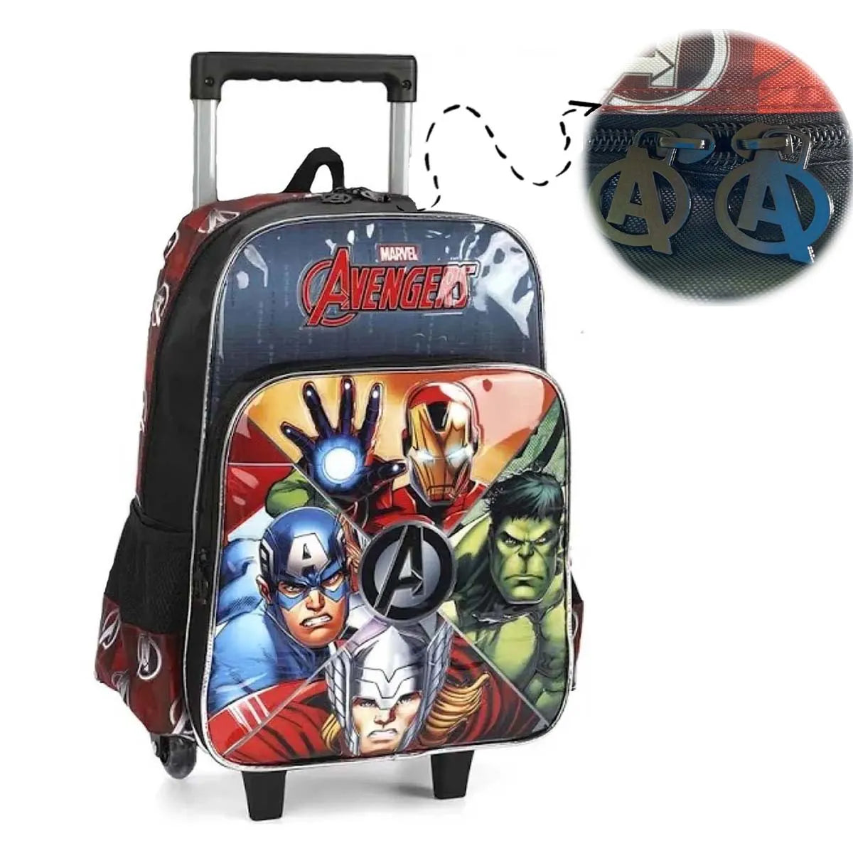 Mochila Escolar Infantil de Rodinhas Vingadores – Luxcel